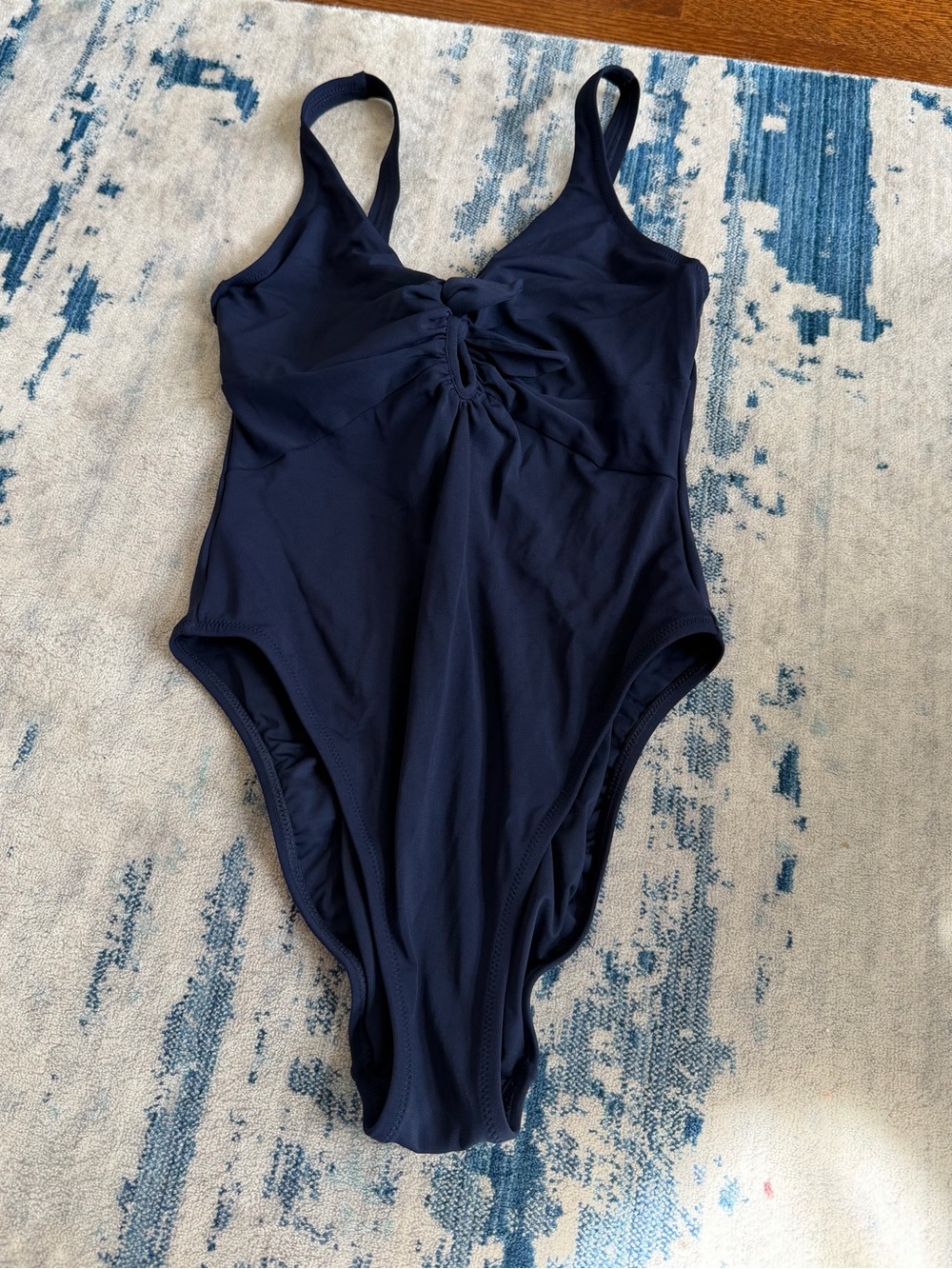 Robin Piccone Ava Plunge Neck Tie-Front One Piece Swimsuit Size 14 - Picture 3 of 8